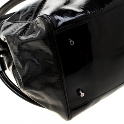 Burberry Black Embossed Check Patent Leather Tote 