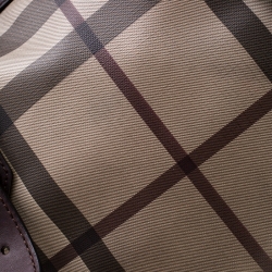 Pre Owned حقيبة بربري جلد و PVC كاروهات سموكد بنية داكنة