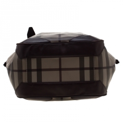 Pre Owned حقيبة بربري جلد و PVC كاروهات سموكد بنية داكنة