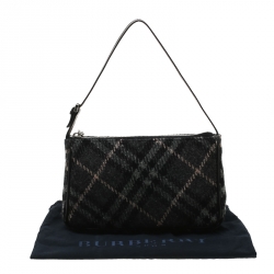 Pre Owned حقيبة كتف بربري صوف نوفاتشيك سوداء