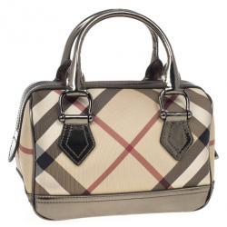 Pre Owned Burberry Small Nova Check Bowling Bag 