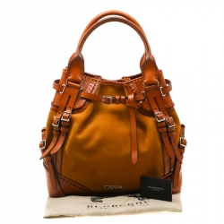 Pre Owned Burberry Tan Suede/Leather Tote