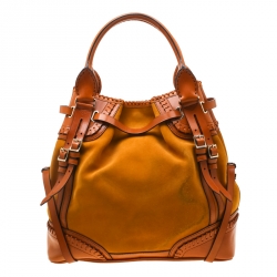 Pre Owned Burberry Tan Suede/Leather Tote