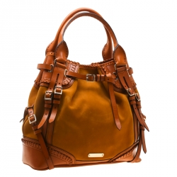 Pre Owned Burberry Tan Suede/Leather Tote