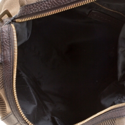 مملوكة مسبقًا Burberry Khaki Green/Brown Canvas and Leather Satchel