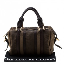 مملوكة مسبقًا Burberry Khaki Green/Brown Canvas and Leather Satchel