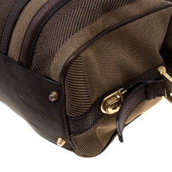مملوكة مسبقًا Burberry Khaki Green/Brown Canvas and Leather Satchel
