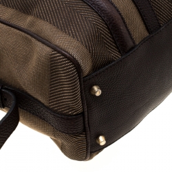 مملوكة مسبقًا Burberry Khaki Green/Brown Canvas and Leather Satchel