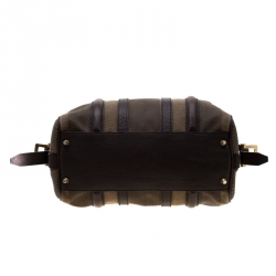 مملوكة مسبقًا Burberry Khaki Green/Brown Canvas and Leather Satchel