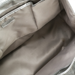 Pre Owned Burberry Silver House Check Canvas and Patent Leather Manor Satchel