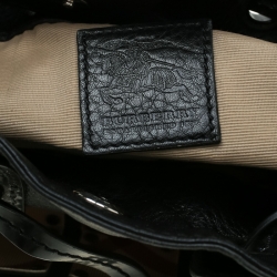 Pre Owned Burberry Black/Beige Nova Check Leather Warrior Armor Hobo