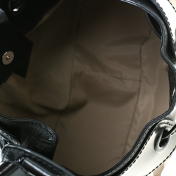 Pre Owned Burberry Black/Beige Nova Check Leather Warrior Armor Hobo