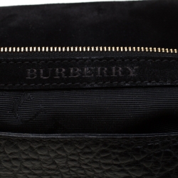 Pre Owned Burberry Black Grained Leather Langley Chain Shoulder Bag