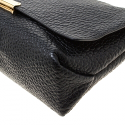 Pre Owned Burberry Black Grained Leather Langley Chain Shoulder Bag