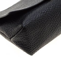 Pre Owned Burberry Black Grained Leather Langley Chain Shoulder Bag