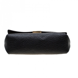 Pre Owned Burberry Black Grained Leather Langley Chain Shoulder Bag