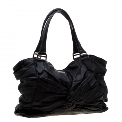 Pre Owned Burberry Black Soft Leather Knot Healy Sacthel