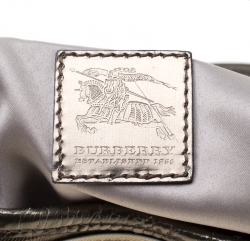 Pre Owned Burberry Olive Green Nova Check PVC and Patent Leather Brooke Hobo
