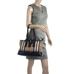 Pre Owned Burberry Nova-Check Quilted Fabric Tote Bag