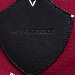 Pre Owned Burberry Maroon/Black Archive Logo Canvas And Leather Giant Tote