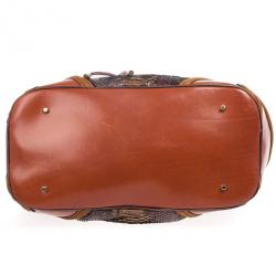 Pre Owned Burberry Brown Medium Framed Suede Python Tote Bag