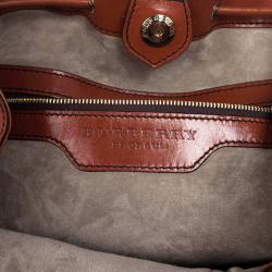 Pre Owned Burberry Brown Medium Framed Suede Python Tote Bag