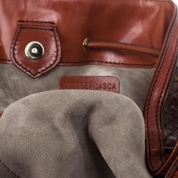 Pre Owned Burberry Brown Medium Framed Suede Python Tote Bag