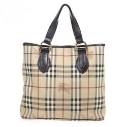 Pre Owned Burberry Beige Haymarket Medium Regent Tote