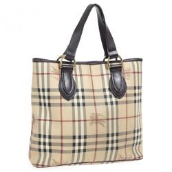 Pre Owned Burberry Beige Haymarket Medium Regent Tote