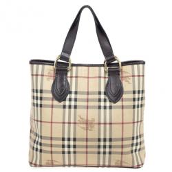 Pre Owned Burberry Beige Haymarket Medium Regent Tote