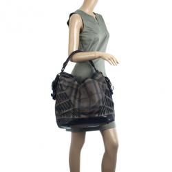 Pre Owned Burberry Smoked Check Cable Knots Hobo Handbag