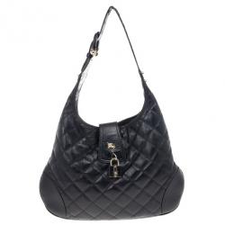 مملوكة مسبقًا Burberry Black Quilted Leather 'Brooke' Hobo 