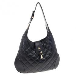 مملوكة مسبقًا Burberry Black Quilted Leather 'Brooke' Hobo 