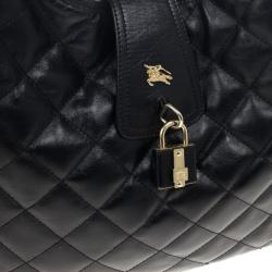 مملوكة مسبقًا Burberry Black Quilted Leather 'Brooke' Hobo 