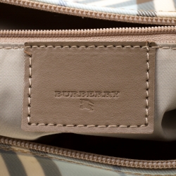 Pre Owned Burberry Blue/Brown Nova Check PVC Boston Bag