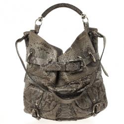 مملوكة مسبقًا Burberry Bromley Python Drawstring Shoulder Bag