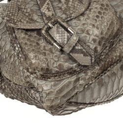 مملوكة مسبقًا Burberry Bromley Python Drawstring Shoulder Bag