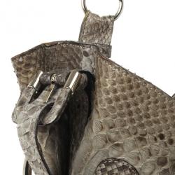 مملوكة مسبقًا Burberry Bromley Python Drawstring Shoulder Bag