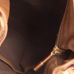 Pre Owned Burberry Brown Canvas and Leather Studded Nova Check Phoebe Hobo 