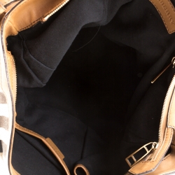 Pre Owned Burberry Brown House Check Canvas and Leather Buckle Hobo 