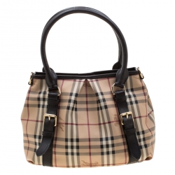 Pre Owned Burberry Beige/Brown Haymarket Check Coated Canvas Small Northfield Tote