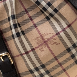 Pre Owned Burberry Beige/Brown Haymarket Check Coated Canvas Small Northfield Tote