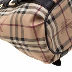 Pre Owned Burberry Beige/Brown Haymarket Check Coated Canvas Small Northfield Tote