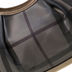 Pre Owned Burberry Beige Nova Check Coated Canvas Small Brooklyn Hobo