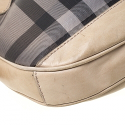 Pre Owned Burberry Beige Nova Check Coated Canvas Small Brooklyn Hobo