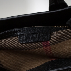 Pre Owned Burberry Black Leather Brogues Banner Fringe Tote