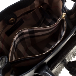 Pre Owned Burberry Black Leather Brogues Banner Fringe Tote