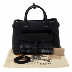 Pre Owned Burberry Black Leather Brogues Banner Fringe Tote
