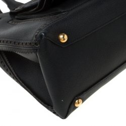 Pre Owned Burberry Black Leather Brogues Banner Fringe Tote