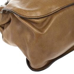 Pre Owned Burberry Brown Leather Chain Medium Tote